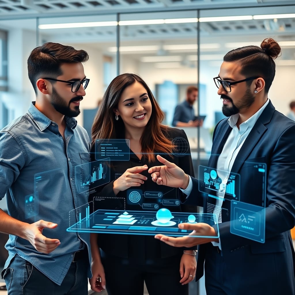 Business professionals leveraging AI for automation and insights.